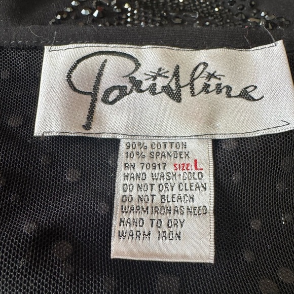 Vintage 1980 PARISLINE black asymmetrical evening cardigan sparkling studs large - Picture 11 of 11